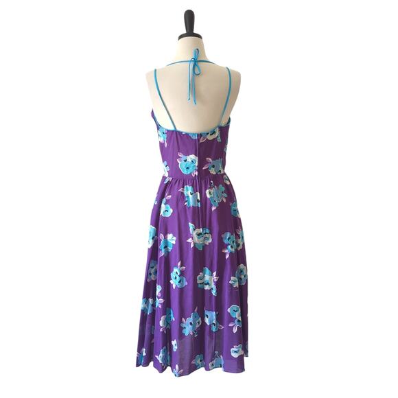 Vintage 60s 70s Dress Womens 11 M Purple Floral MCM Housewife Babydoll Frock - Picture 3 of 16